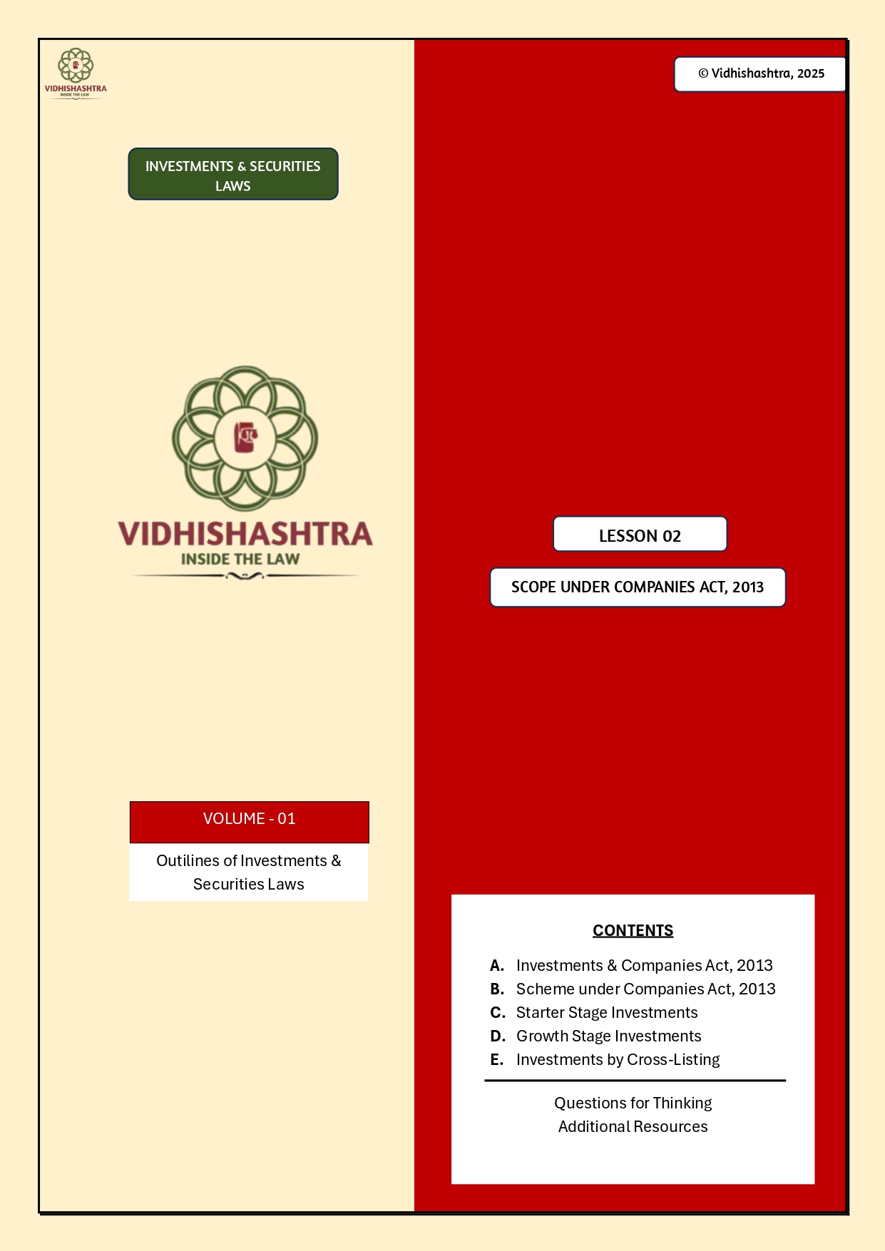 Lesson 02 (Vol. I) Investments under Companies Act, 2013