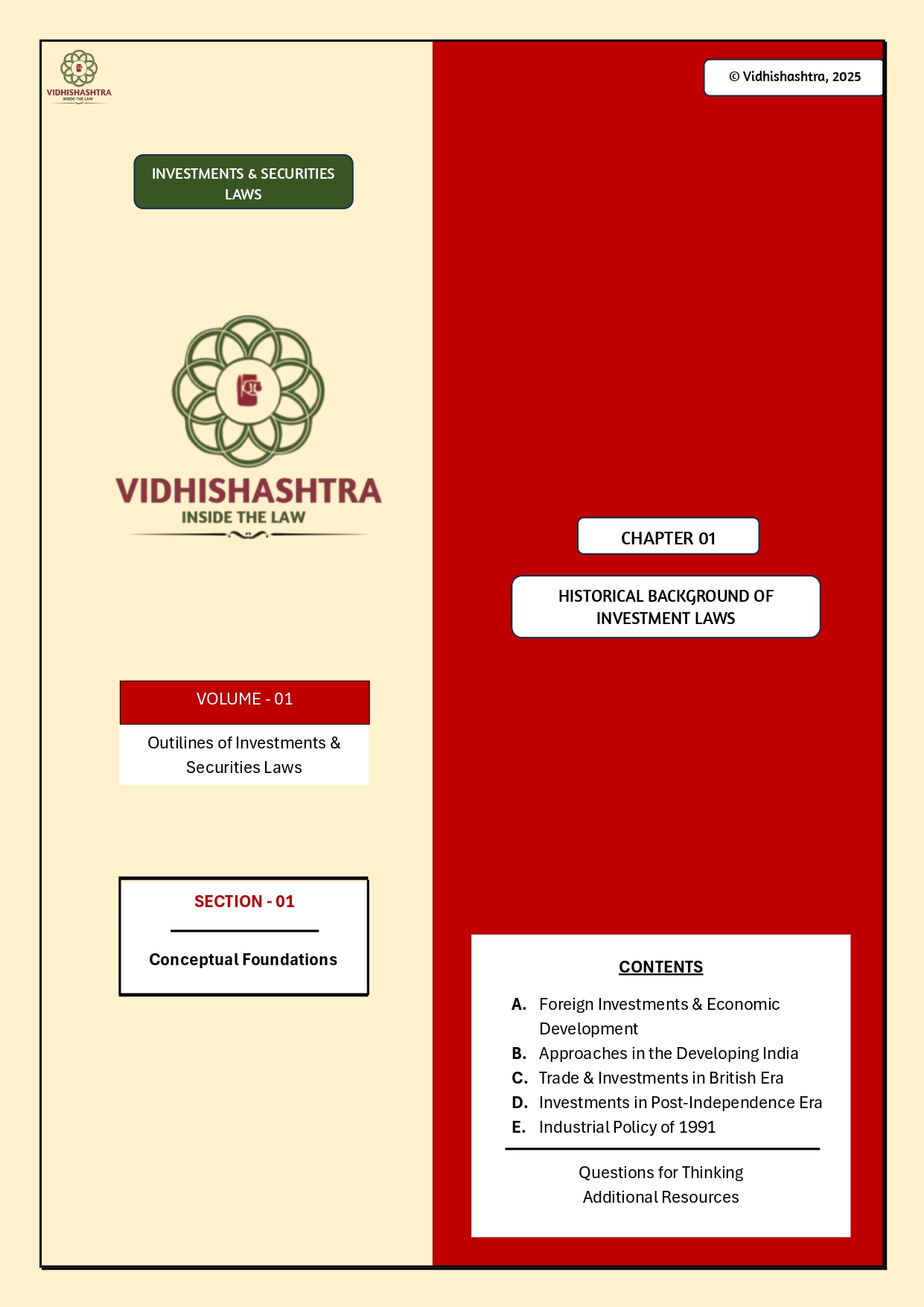 Lesson 01 (Vol. I) Historical Background of Investment Laws