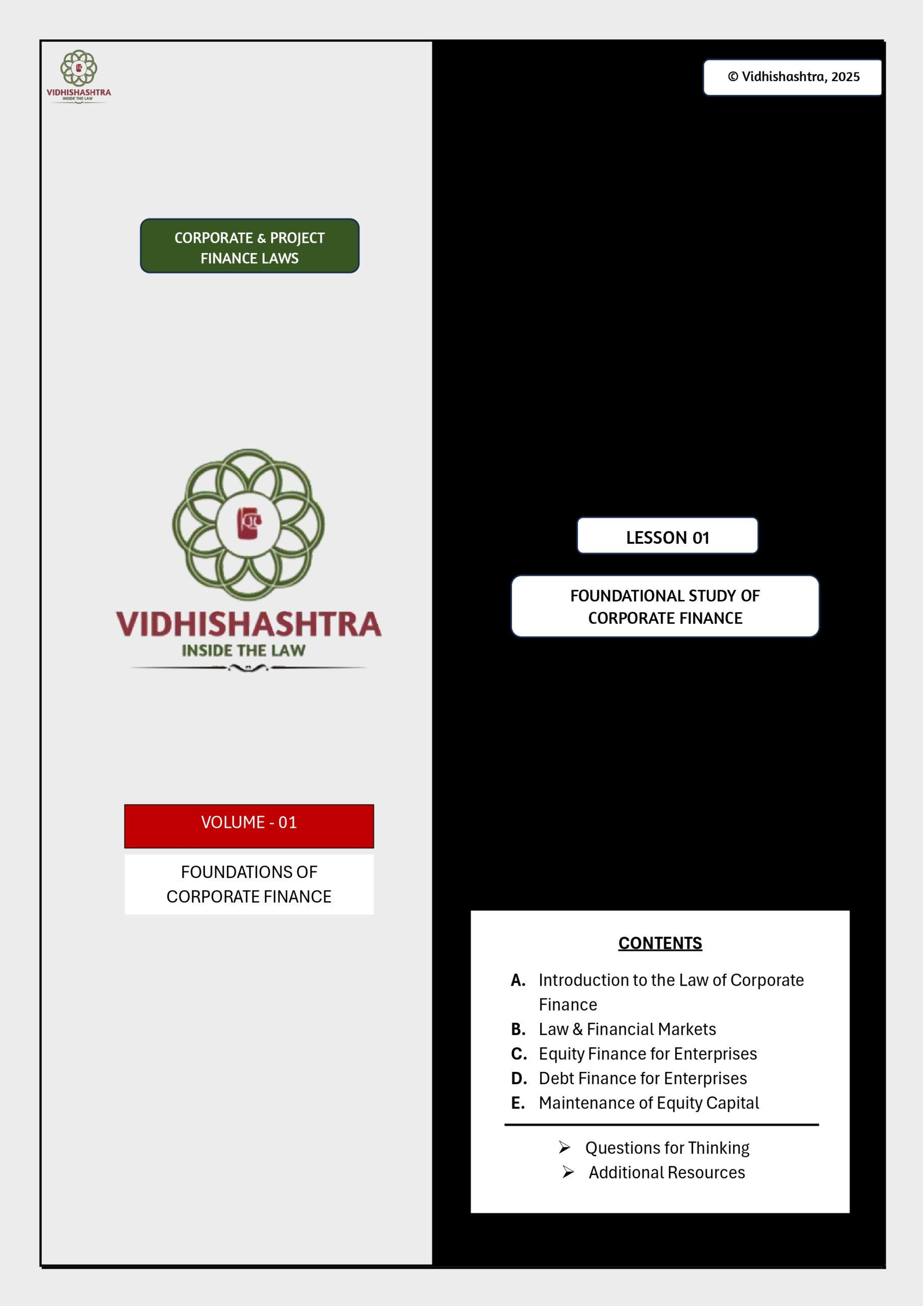 Lesson 01 (Vol. I) - Introduction to Corporate Finance Laws